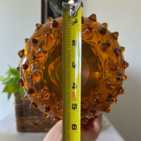 MCM Fenton Hobnail Amber Glass Pitcher Hand Blown and Formed with Ground Pontils - Picture 10 of 11